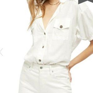 Free People So-Fari Utility Button Bodysuit in Ivory